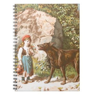 Vintage Drawing: Red Riding Hood and the Wolf Spiral Notebook