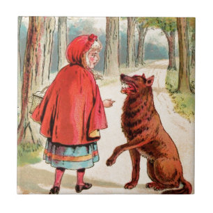 Vintage Drawing: Red Riding Hood and the Wolf Tile