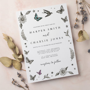 Vintage Drawing Simple Wedding Invitation