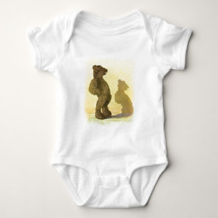 Vintage Drawing: Teddy Bear and his Shadow Baby Bodysuit