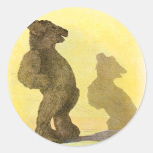 Vintage Drawing: Teddy Bear and his Shadow Classic Round Sticker