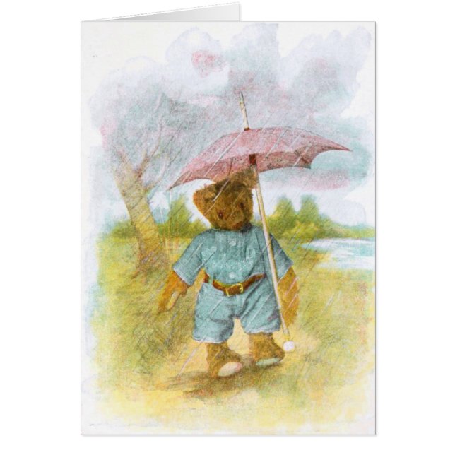 Vintage Drawing: Teddy Bear in the Rain (Front)