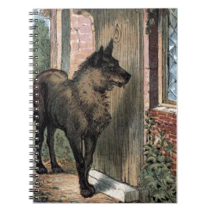 Vintage Drawing: The Wolf at Grandma's door Spiral Notebook