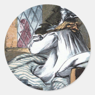 Vintage Drawing: The Wolf in Grandma's Clothes Classic Round Sticker