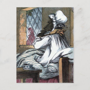 Vintage Drawing: The Wolf in Grandma's Clothes Postcard