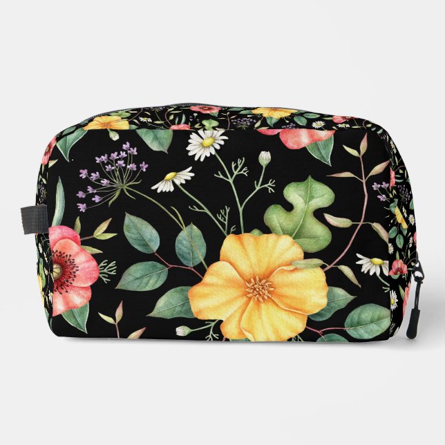 Vintage Drawing Wildflowers / Midnight Dopp Kit (Front)