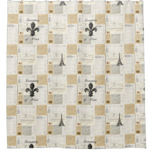 Vintage Dreaming Paris French Ephemera Shower Curtain