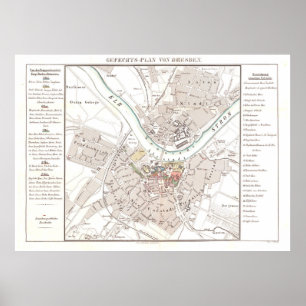 Vintage Dresden Germany Map 1849 Poster