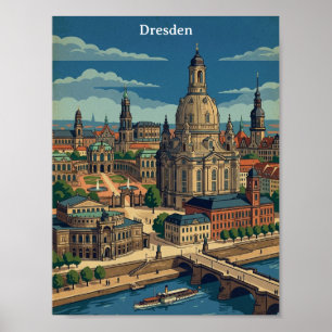 Vintage Dresden Germany Travel Art Poster