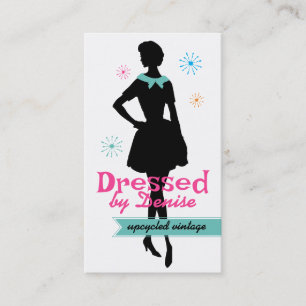 Vintage dress pattern silhouette sewing clothing business card