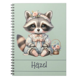 Vintage Dressed Cottagecore Raccoon Pastel Notebook