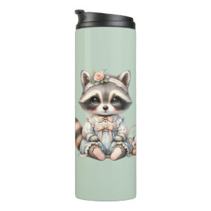 Vintage Dressed Cottagecore Racoon Pastel Thermal Tumbler