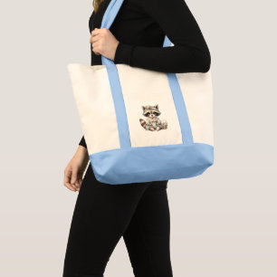 Vintage Dressed Cottagecore Racoon Pastel Tote Bag