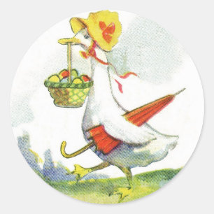 Vintage Dressed Easter Duck Stickers