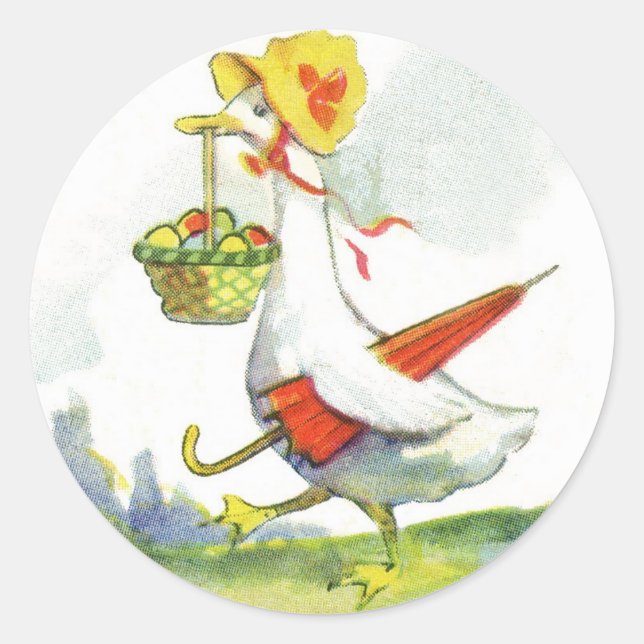 Vintage Dressed Easter Duck Stickers (Front)