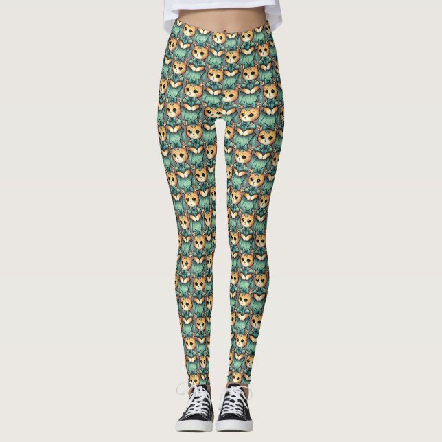 Vintage Dressed Kitten Leggings (Front)