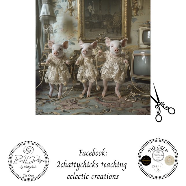 Vintage Dressed Piglets Jumping Rope Decoupage Tissue Paper (Creator Uploaded)