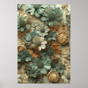 Vintage Dried Floral Pattern: Textured Botanical Poster