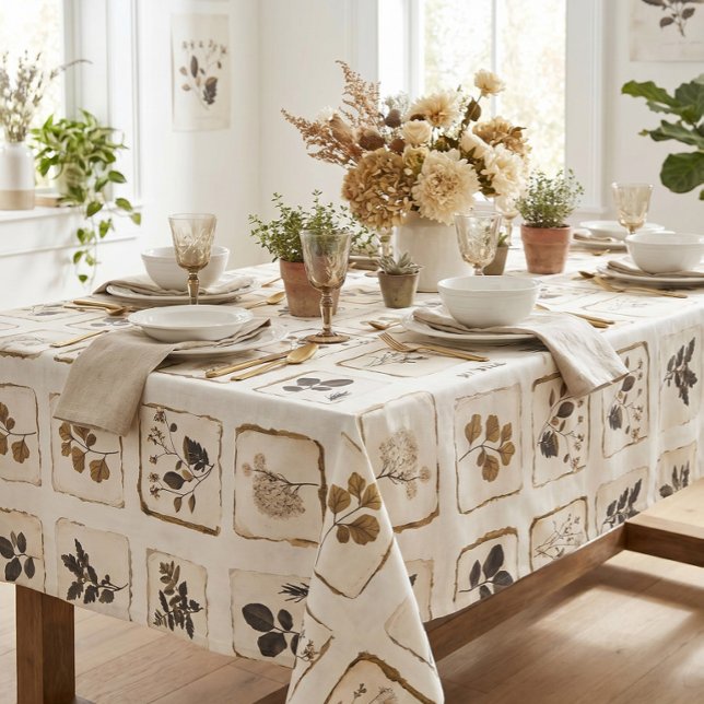 Vintage dried pressed wildflowers herbal botanical tablecloth (Creator Uploaded)