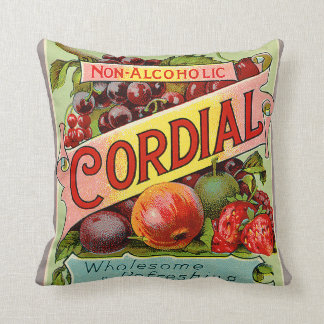 Vintage Drink Label Non Alcoholic Cordial Cushion