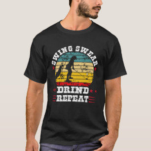Vintage  Drinking Swing Swear Drink Repeat Golf T-Shirt
