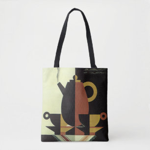 Vintage Drinks Beverages Coffee Pot with Cups Tote Bag