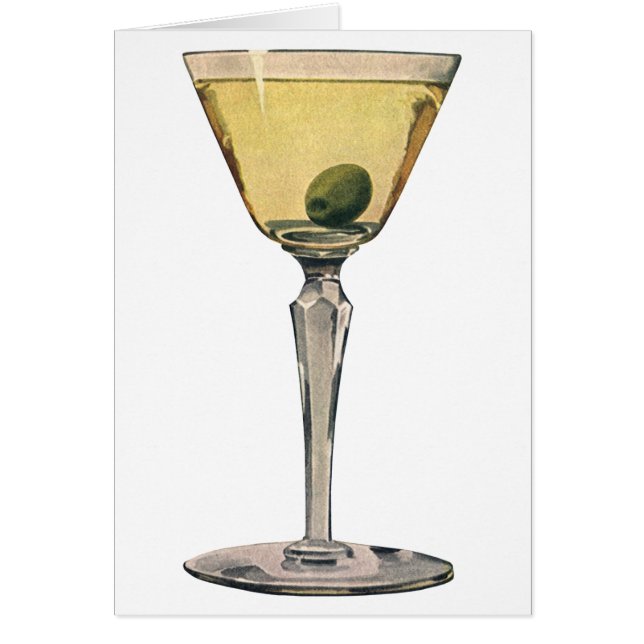Vintage Drinks Beverages, Martini Olive Cocktail (Front)