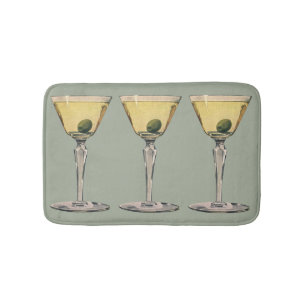 Vintage Drinks Beverages, Martini Olive Cocktail Bath Mat