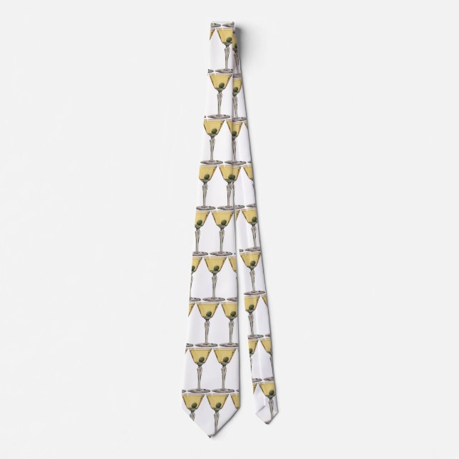 Vintage Drinks Beverages, Martini Olive Cocktail Tie (Front)