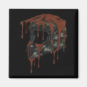 Vintage Drip Melt Motocross Helmet Dirt Bike Racin Magnet