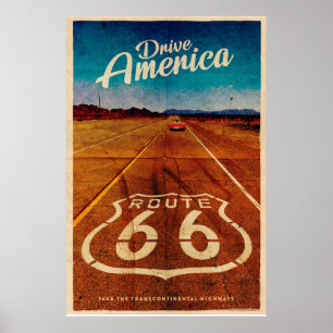 Vintage Drive America Route 66 Poster