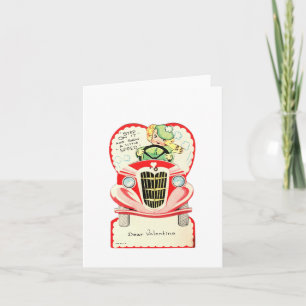 Vintage Driving Girl Valentine Card
