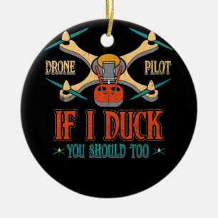 Vintage Drone Pilot If I Duck You Should Too RC Qu Ceramic Tree Decoration