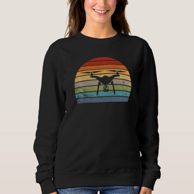 Vintage Drone Retro Drone Silhouette Aircraft Quad Sweatshirt (Front)