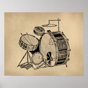 Vintage Drum Kit Drums Poster