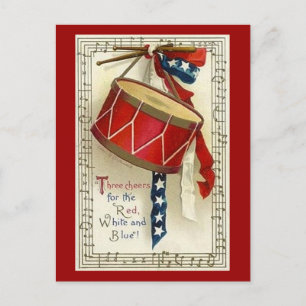 Vintage Drum & Ribbon - Postcard