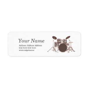 vintage, drum set, music return address stickers