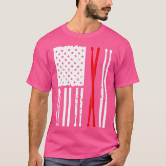 Vintage Drum Sticks American Flag Funny Drummer Gi T-Shirt