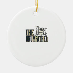 Vintage Drumfather Drummer Quote Vector Design_1 Ceramic Tree Decoration