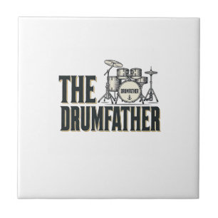 Vintage Drumfather Drummer Quote Vector Design_1 Tile