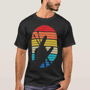 Vintage Drummer Drum Sticks Rock & Roll Hand Horns T-Shirt