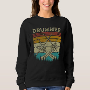 Vintage Drummer Drum Sticks Rock & Roll Skeleton H Sweatshirt