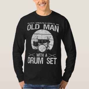 Vintage Drummer For Men Women Drum Set Drumming Lo T-Shirt