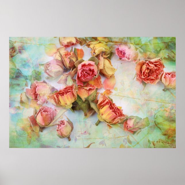 Vintage dry roses wedding poster (Front)