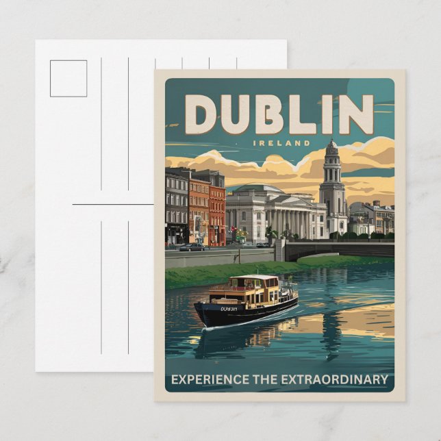 Vintage Dublin city, Ireland republic travel gifts Postcard (Front/Back)