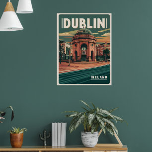 Vintage Dublin city, Ireland republic travel gifts Poster
