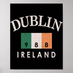 Vintage Dublin Ireland Flag Est 988 St Patricks  Poster