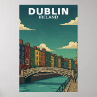 Vintage Dublin Ireland Ha'penny Bridge Travel