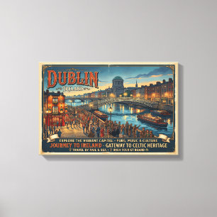 Vintage Dublin Ireland Travel Poster Canvas Print