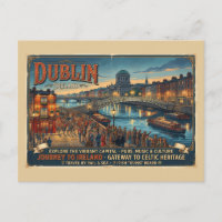 Vintage Dublin Ireland Travel Poster